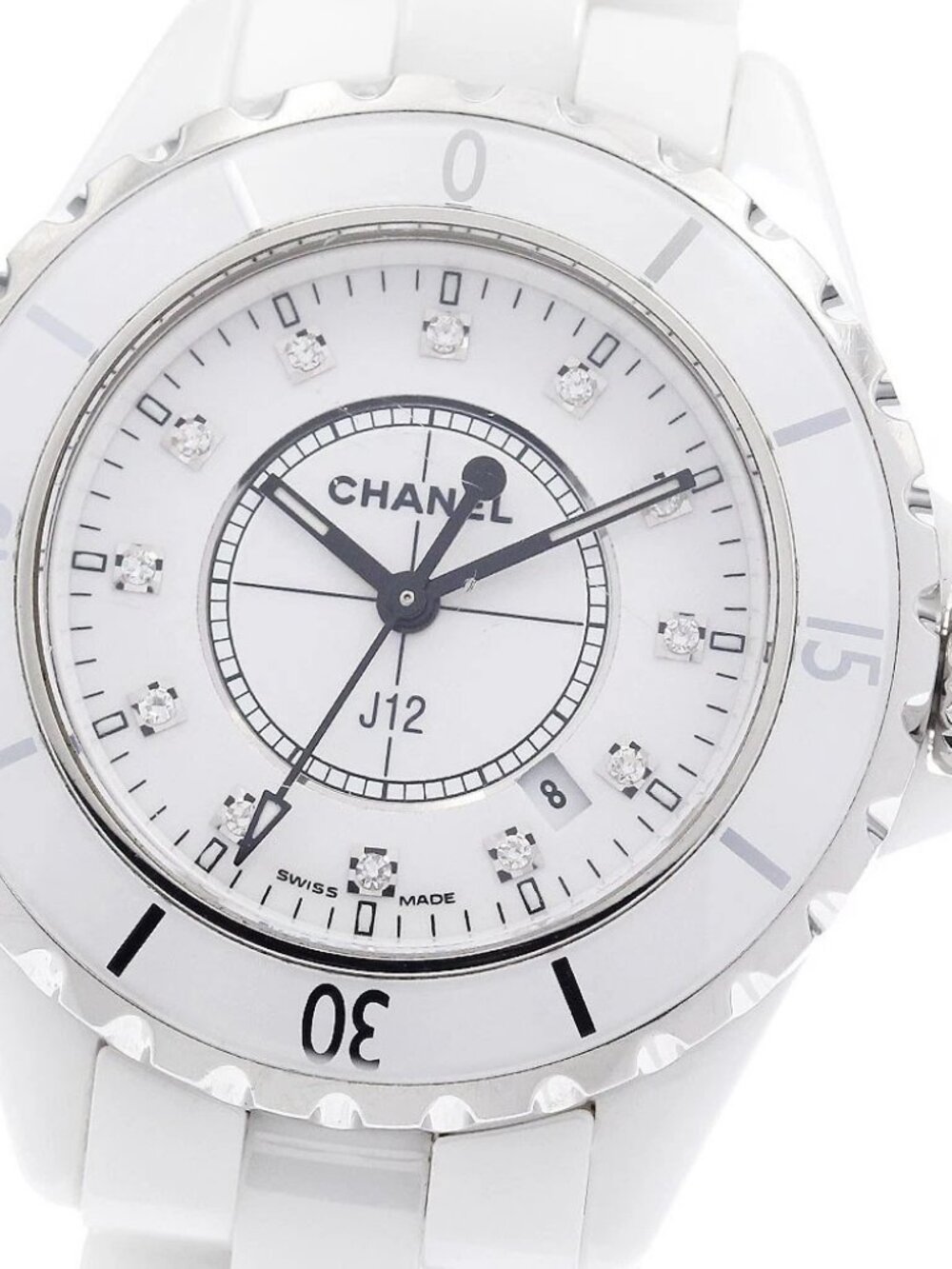 CHANEL J12 H1628 White ceramic 12P diamond white Dial Quartz Ladies Watch_940181